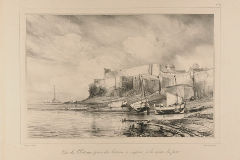 VUE DU CHÂTEAU PRISE DU BATEAU À VAPEUR, À LA SORTIE DU PORT