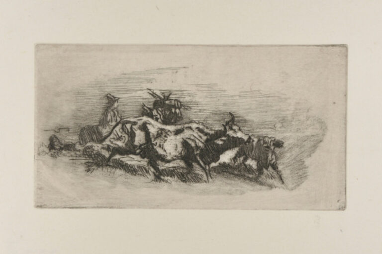 HERDSMAN, WOMAN, AND TWO COWS