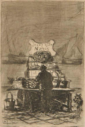 Marchand de poissons, carte pour Joseph de Nittis
