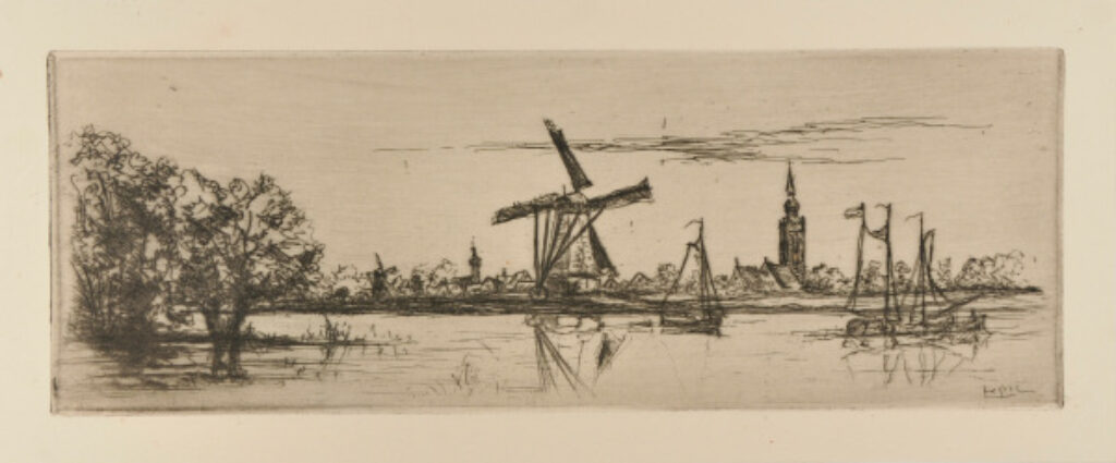 Moulin et village au clocher bulbeux