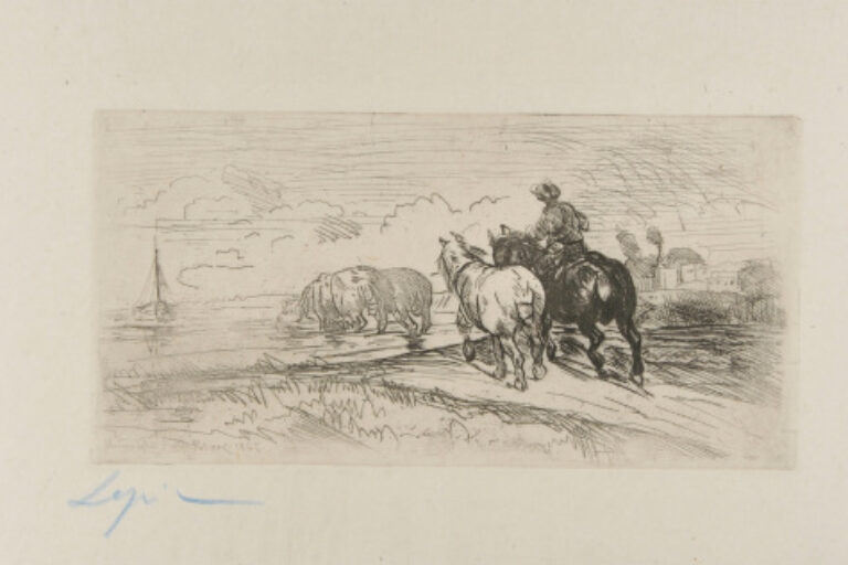 HORSES AT THE WATERING PLACE