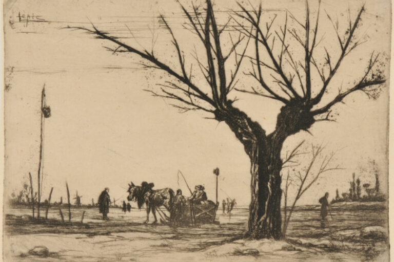 SLEIGH AND BARE TREE