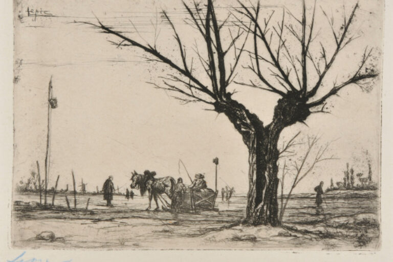 SLEIGH AND BARE TREE