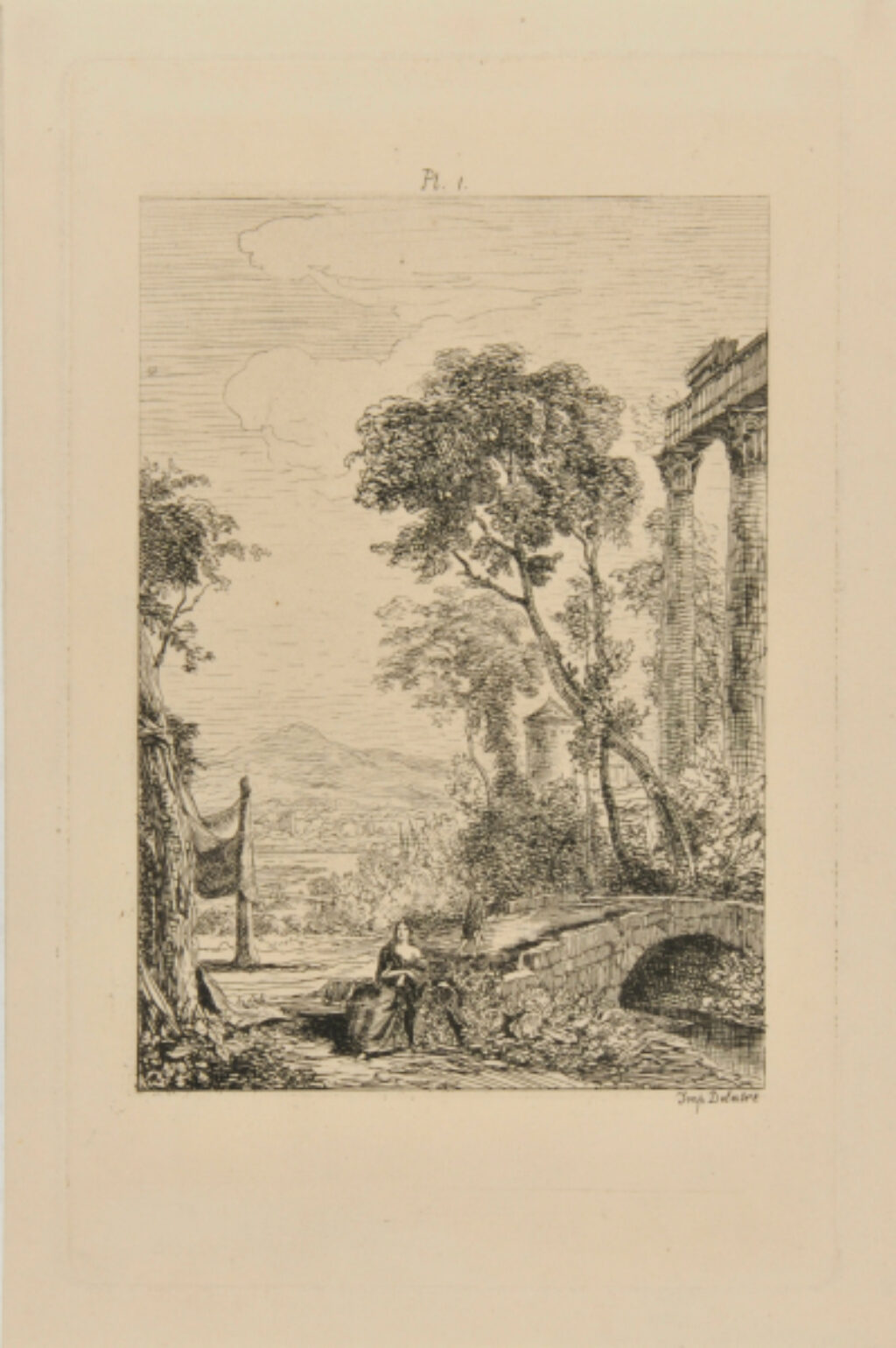 Woman Seated at a Bridge in Ruins