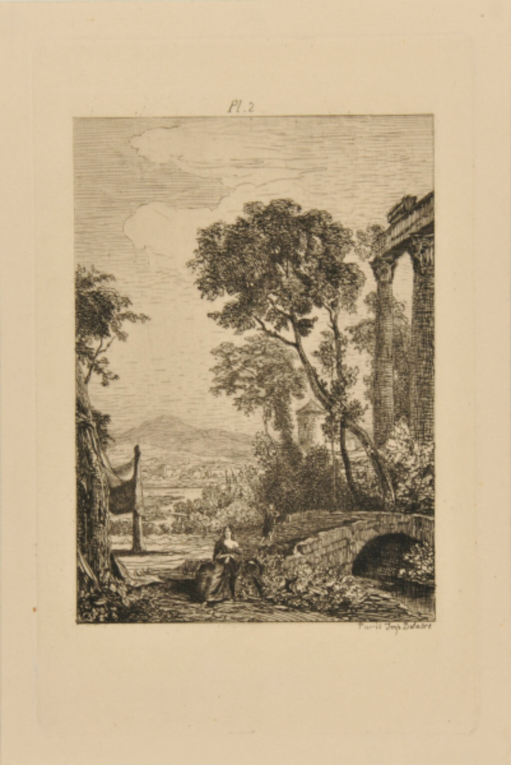 Woman Seated at a Bridge in Ruins