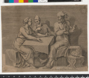 Aspasia Discoursing at Table with Socrates and Another Philosopher