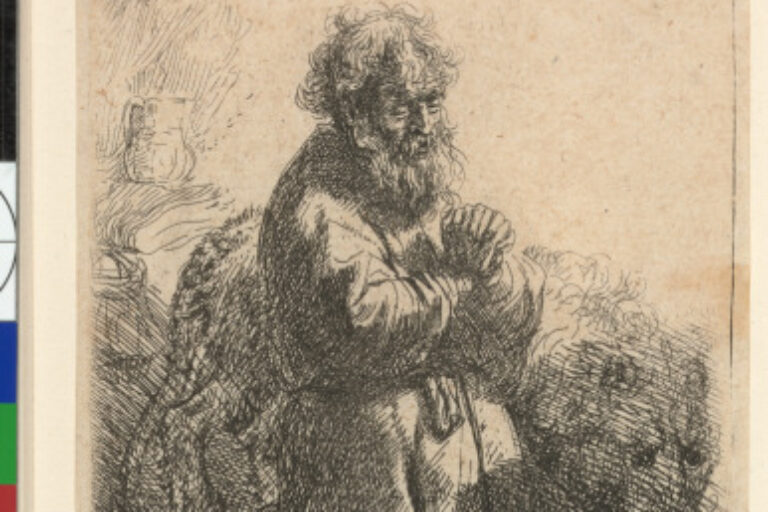 SAINT JEROME KNEELING IN PRAYER, LOOKING DOWN