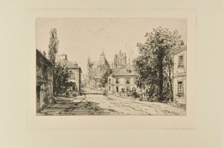 VIEW OF THE CHURCH AND ENTRANCE TO THE VILLAGE OF ESSÔMES (NEAR CHÂTEAU THIERRY)
