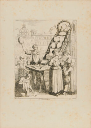 from the book “Nuova Raccolta di cinquanta motivi Pittoreschi e Costumi di Roma, incisi all’Acqua forte da Bartolomeo Pinelli Romano” (Rome: Presso Lorenzo Lazzari, 1810)
