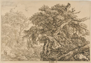 The Great Beech, with Two Men and a Dog