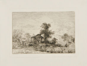 Small cottage by a pond