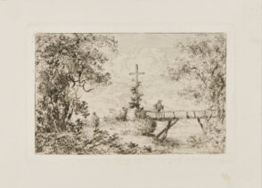 Cross by a bridge over a river