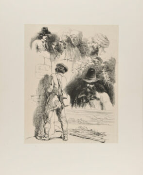 Sketches: Heads; Man Drawing on a Wall, etc.