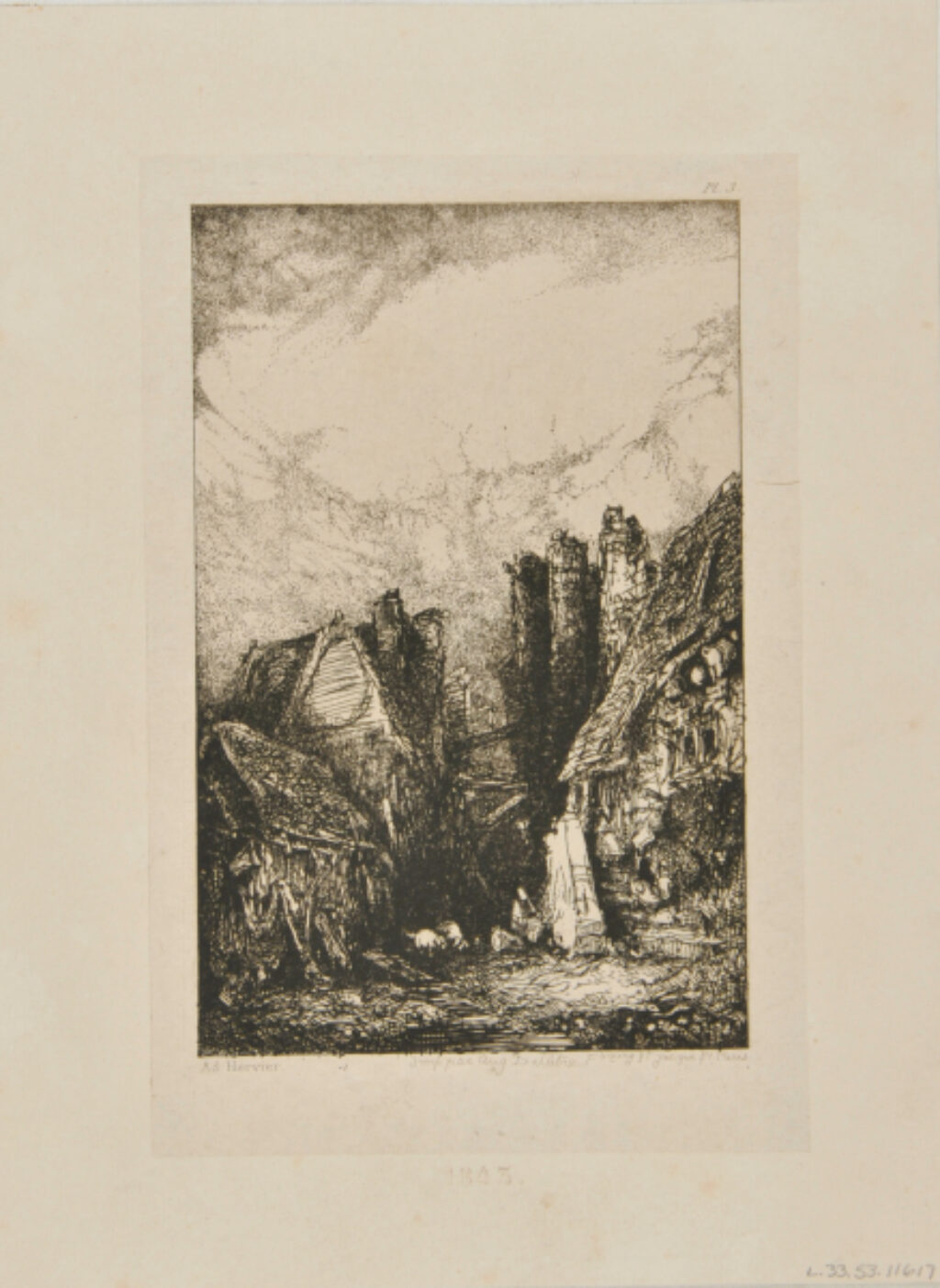 Village normand avec ruine à trois tours