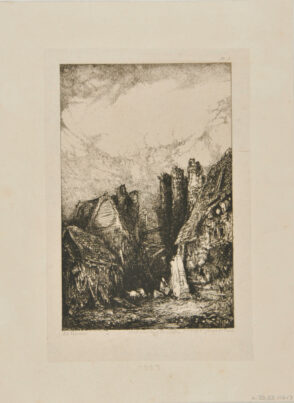 Village normand avec ruine à trois tours