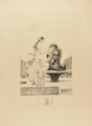 Ilustration for Notre Dame de Paris (Esmeralda giving the Hunchback a drink)