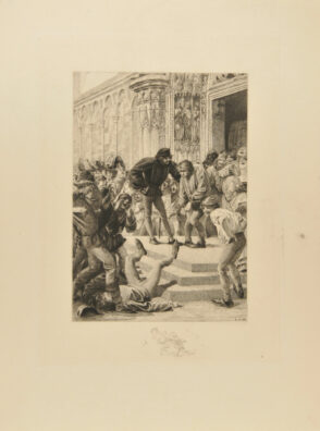 Illustration for Notre Dame de Paris (The hunchback hits the student)