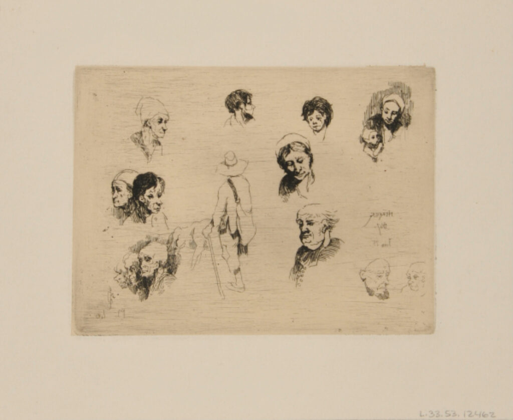 Croquis divers, têtes