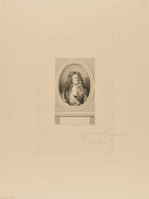 Portrait of a man, with long hair, in an oval