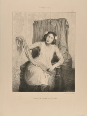 Jeune Fille Brodant une Écharpe