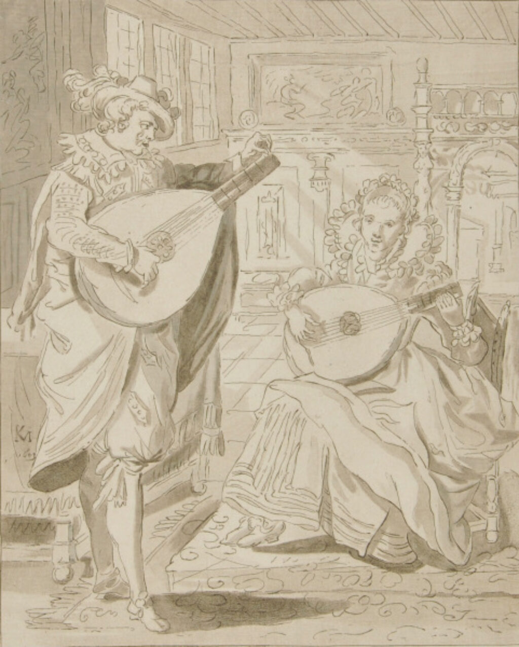 Couple Playing Lutes