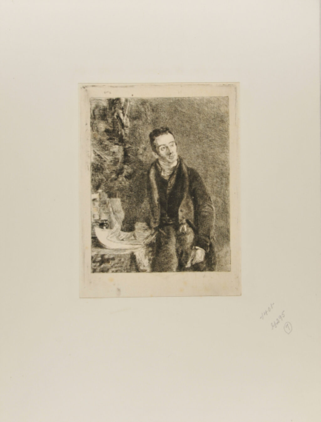 Portrait of a man with hand resting on some papers on a table