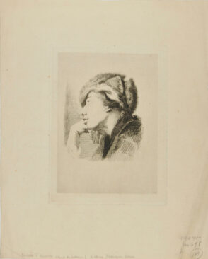 Figure in a fur cap, leaning on his hand