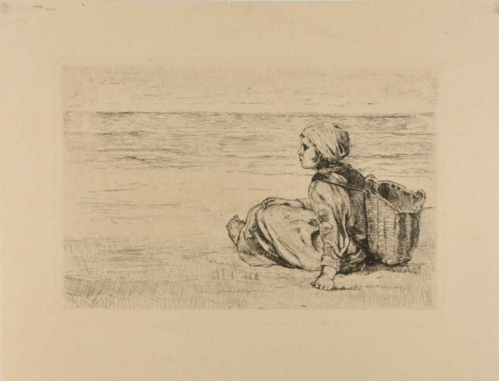 Girl with Basket Seated on the Shore