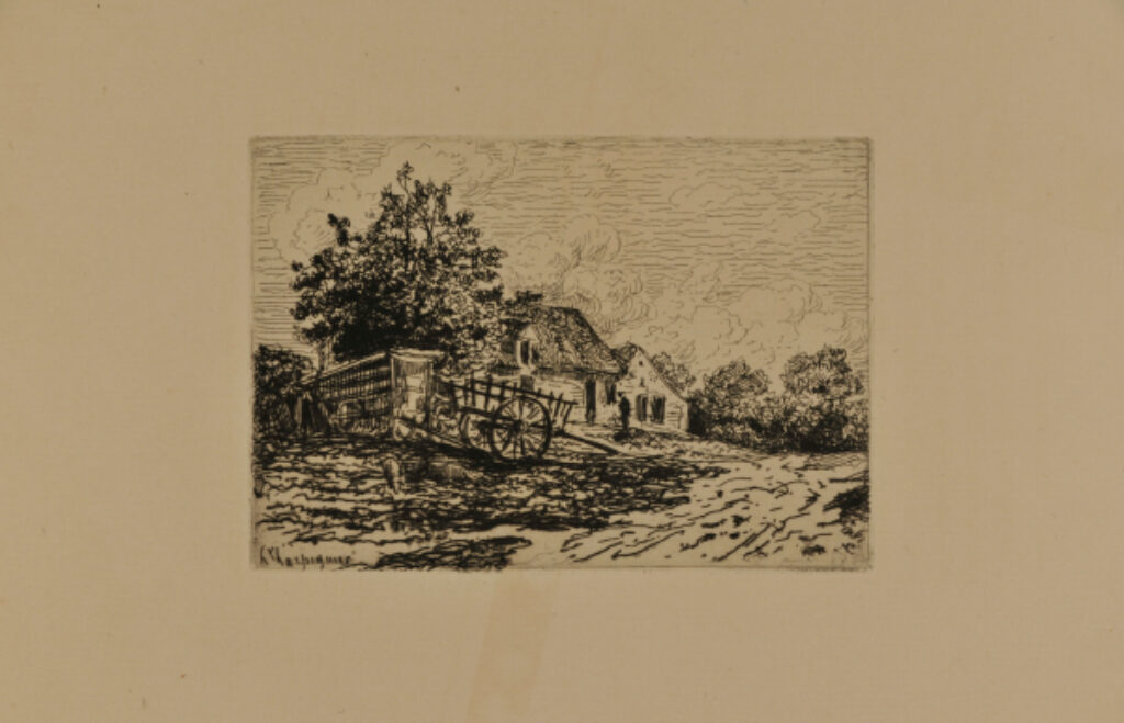 Charrette devant une Ferme