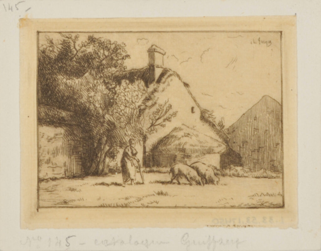 Une Femme gardant des cochons