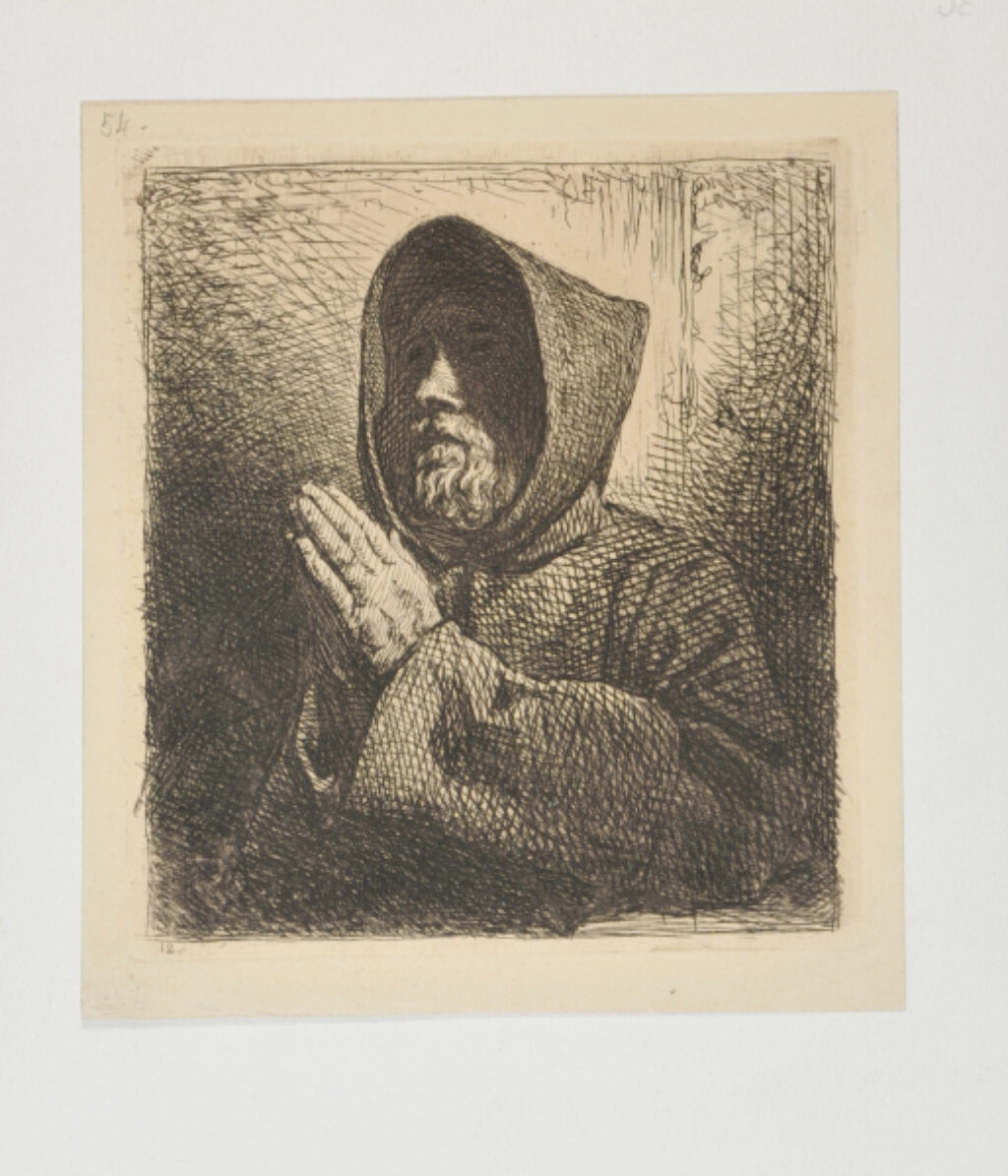 Tête de moine en prière