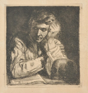 Reader, leaning on elbows