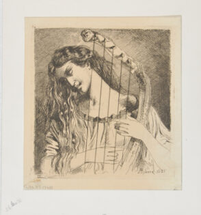 Woman playing a harp