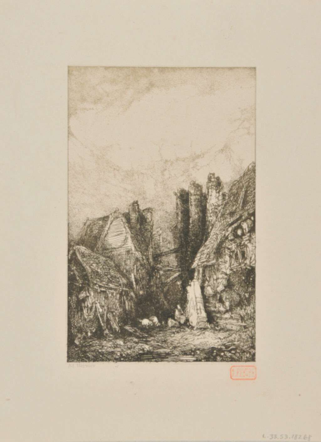 Village normand avec ruine à trois tours