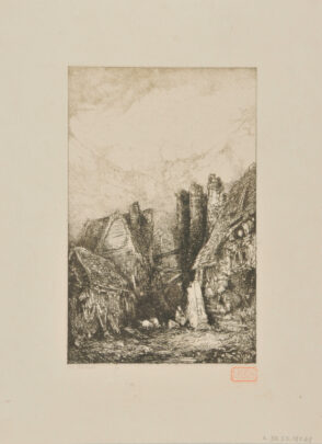 Village normand avec ruine à trois tours