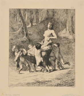 Woman Carried by Cupids