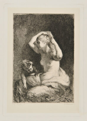 Woman combing her hair, after Millet