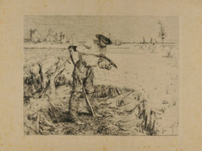 Faucheur Aiguisant sa Faux. Published in L’Eau-Forte en 1879.