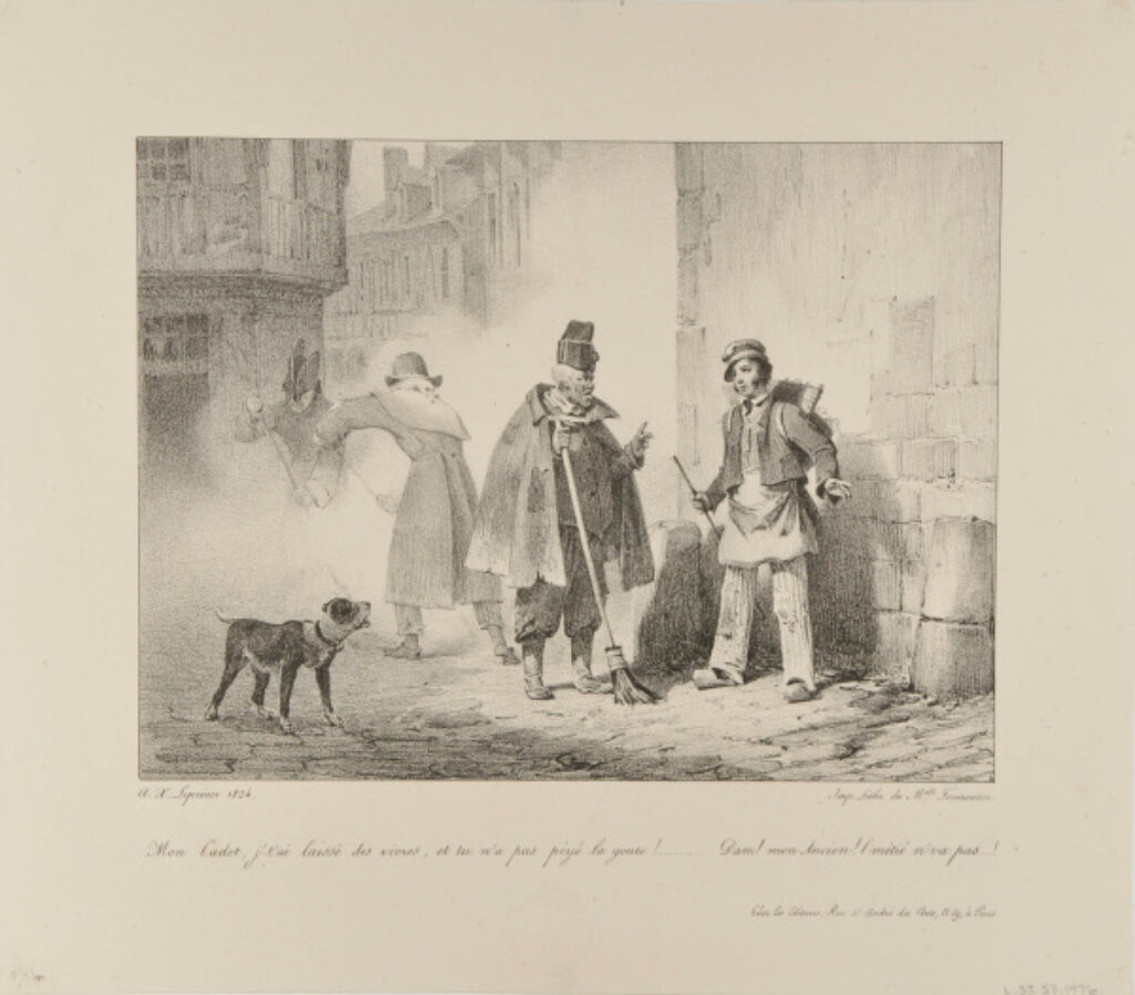 “Mon cadet, j’t’ai laissé des vivres, et tu n’a pas péyé la goute!……Dam! mon ancien! l’metié n’va pas!…”