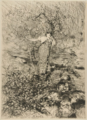 Woman in an Orchard in Spring