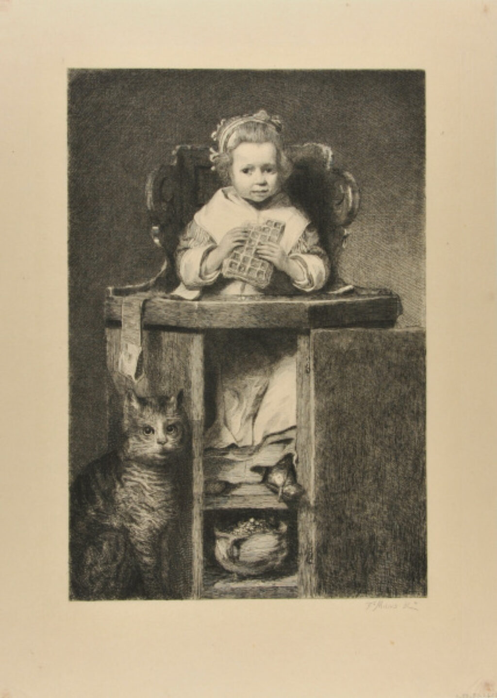 Little Girl Eating a Waffle