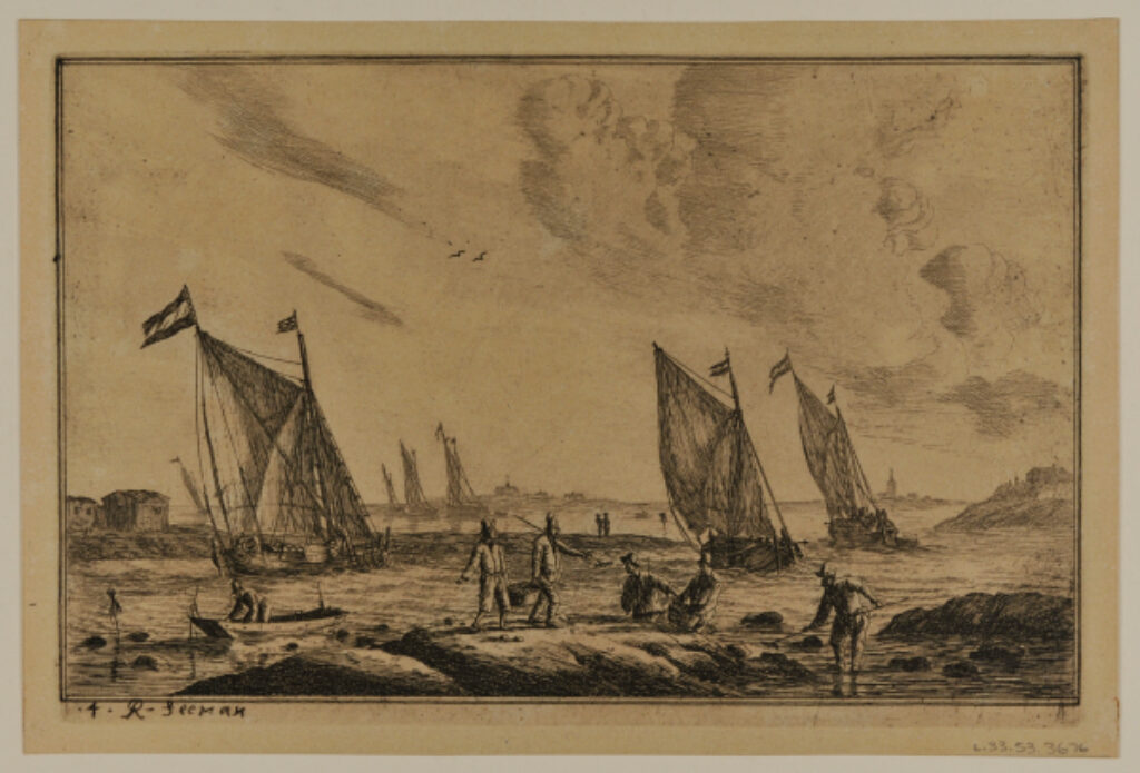 View of Inland Waterway with Fishermen