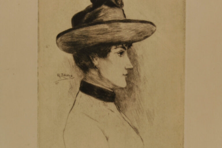 PORTRAIT OF A LADY IN A HAT, IN PROFILE
