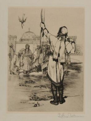 “And seeing a water-bird fly upward, he took his bow and shot it through the heart and it fell among the rose-gatherers”