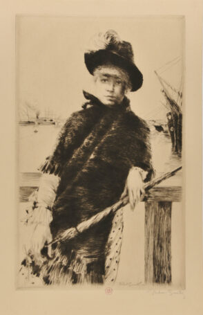 Femme à l’ombrelle sur la jetée