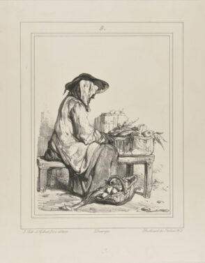 Sketch of a woman selling vegetables