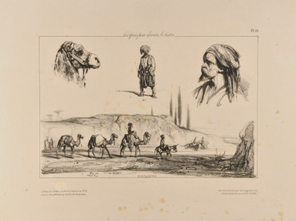 Sketches of camels and Turkish figures