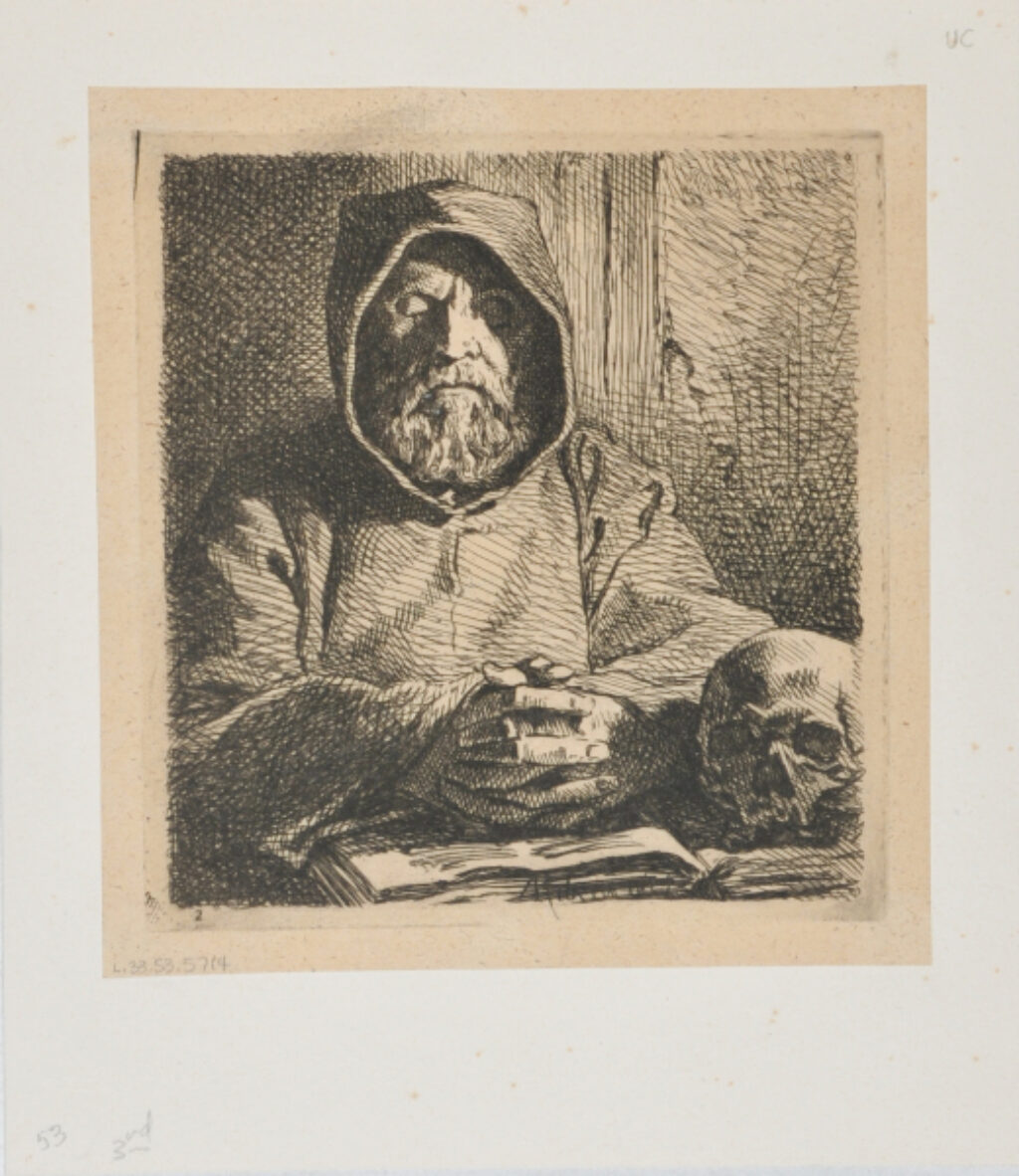 Tête de moine en prière