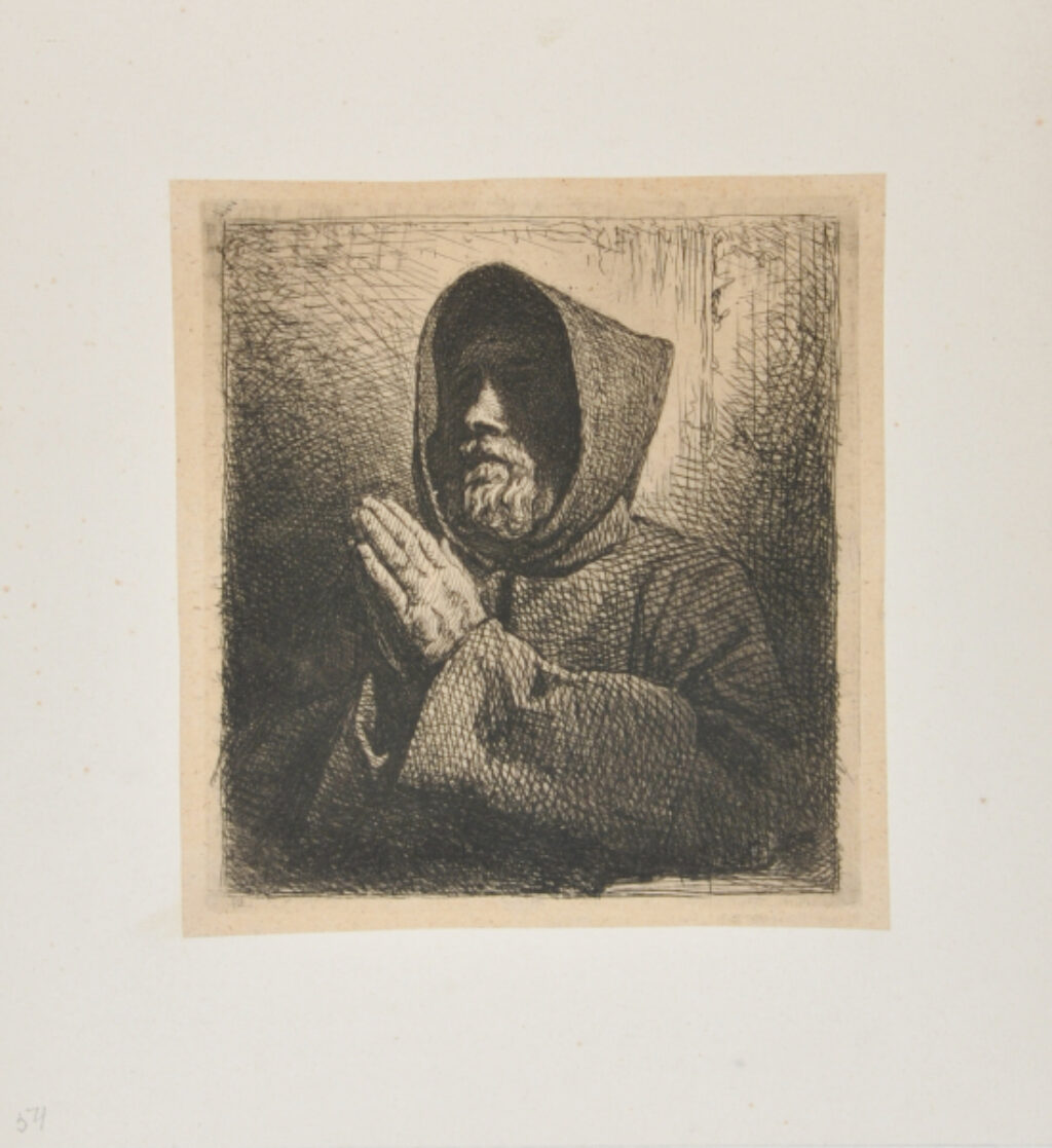 Tête de moine en prière