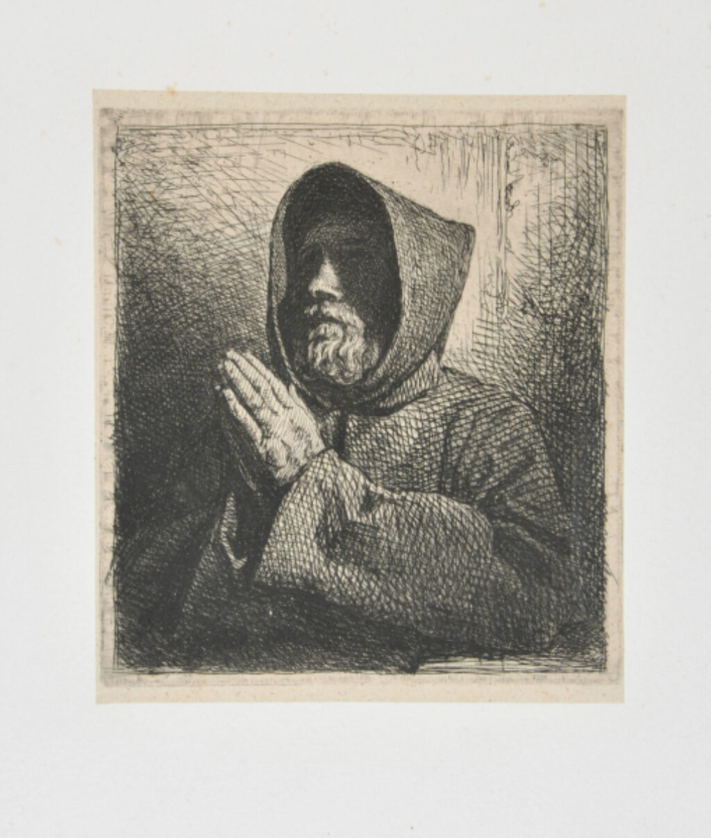 Tête de moine en prière